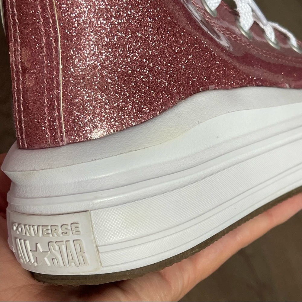 Converse All Star Pink Glitter Move Toddler Size 13 Platform High Top Sneakers - Picture 7 of 10